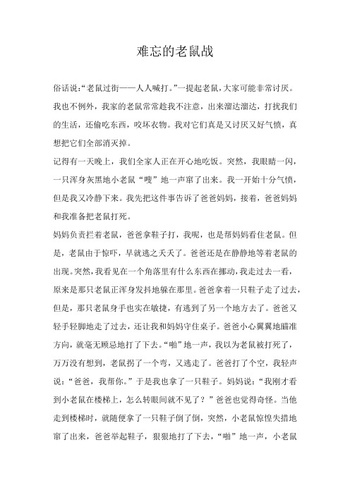 六年级叙事难忘的老鼠战