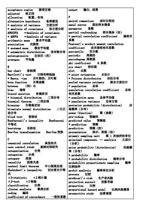 学术部—统计学专业英语词汇