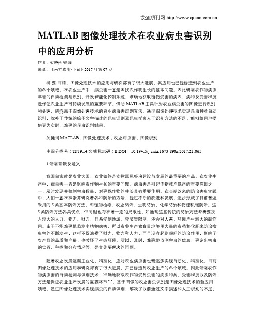 MATLAB图像处理技术在农业病虫害识别中的应用分析