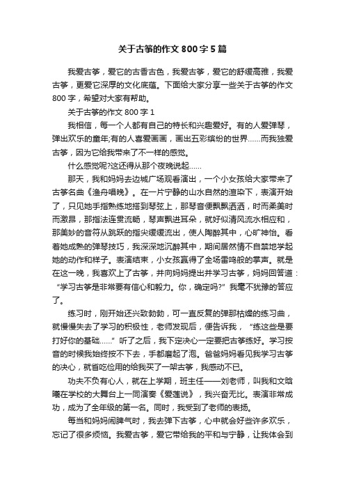 关于古筝的作文800字5篇