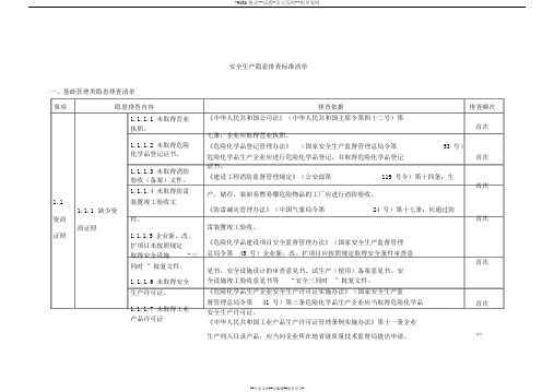 安全生产隐患排查标准清单