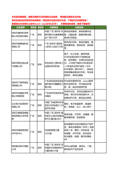 新版广东省深圳条码应用工商企业公司商家名录名单联系方式大全20家