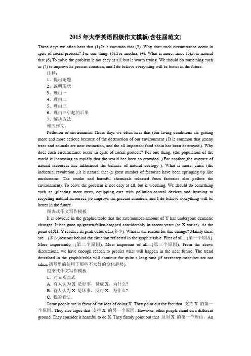2015年大学英语四级作文模板(含往届范文)