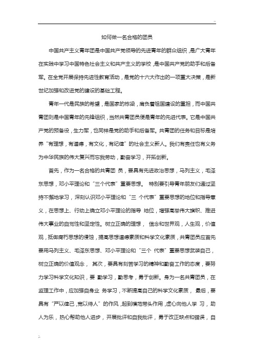 如何做一名合格的共青团员 (2)