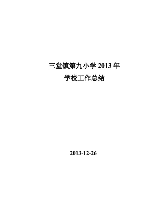 太和县三堂镇第九小学2013学校工作总结