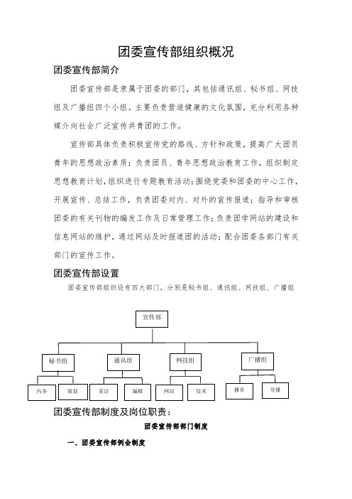 团委宣传部标准化工作手册(宣传部简介、宣传部设置、制度及岗位职责、特色活动、工作流程)