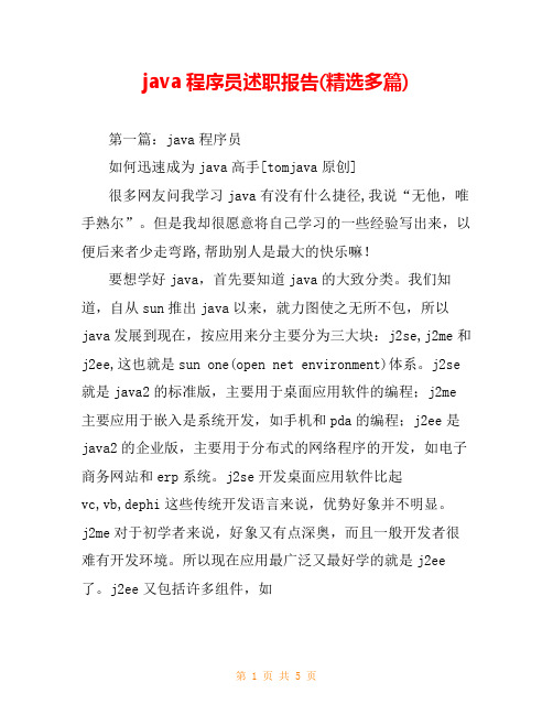 java程序员述职报告(精选多篇)