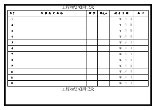 工程物资领用台账