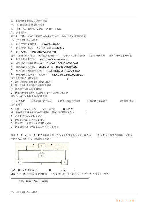 鲁科版高中化学必修一知识点总结文档最全面(精华版)