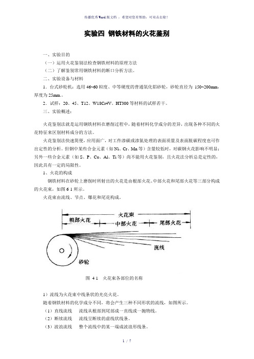 钢铁材料的火花鉴别实验指导书-参考模板