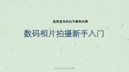 摄影第三讲白平衡和对焦精要课件