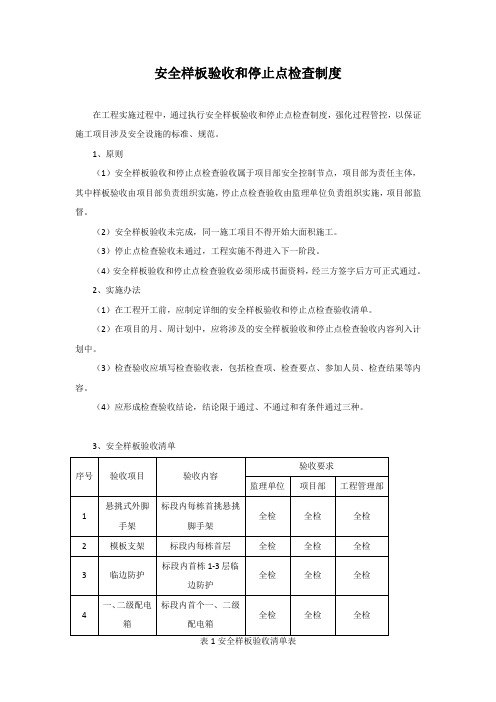 安全样板验收制度