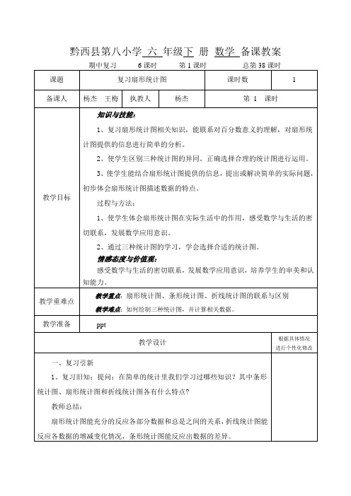 苏教版六年级数学下册复习教案