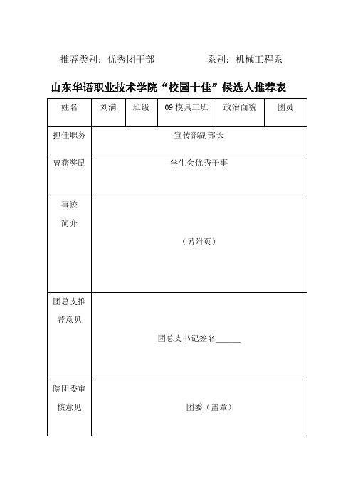 大学生十佳团员申请书