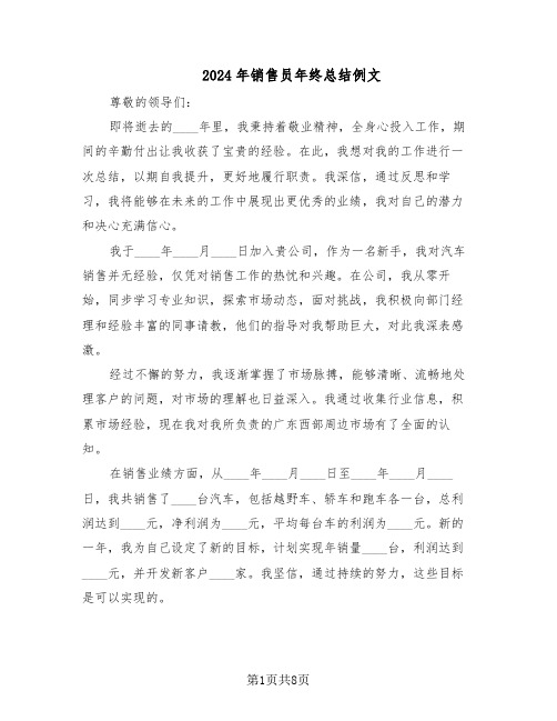 2024年销售员年终总结例文(5篇)