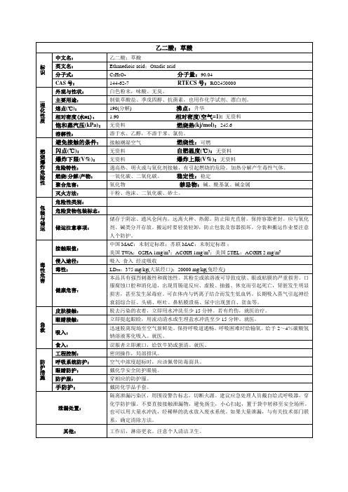 乙二酸;草酸化学品安全技术说明书MSDS