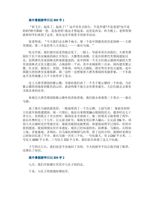 高中暑假游学日记800字集锦