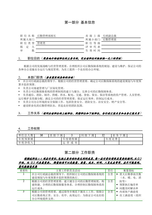 后勤管理部部长职位说明书V