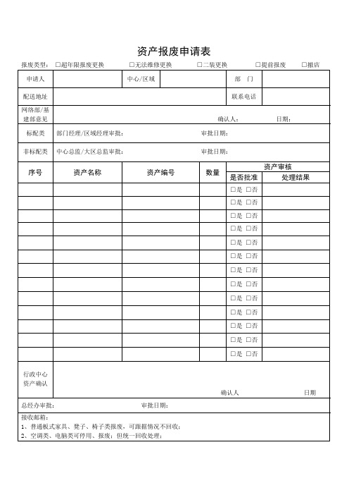 资产报废申请表