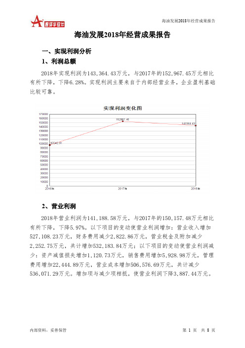 海油发展2018年经营成果报告-智泽华