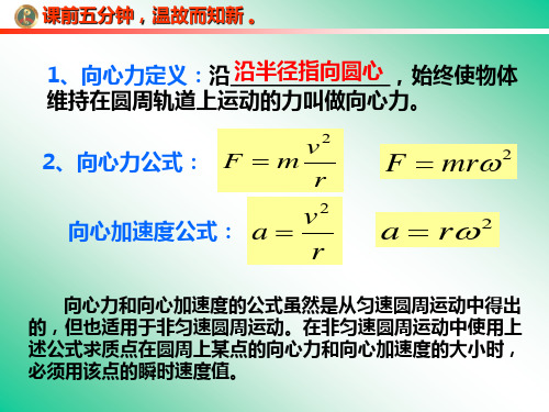 生活中的向心力之水平面与竖直面内的圆周运动