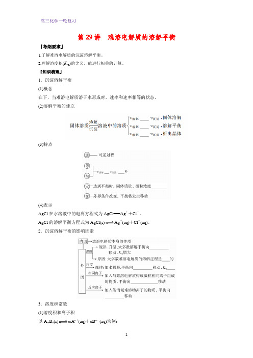 高三化学一轮复习精品学案5：难溶电解质的溶解平衡