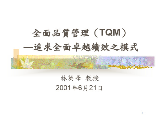 全面品质管理-TQM追求全面卓越绩效之模式