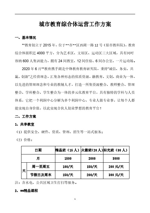 城市教育综合体运营方案