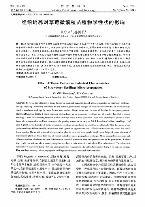 组织培养对草莓微繁殖苗植物学性状的影响