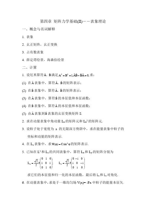 矩阵力学基础(II)――表象理论