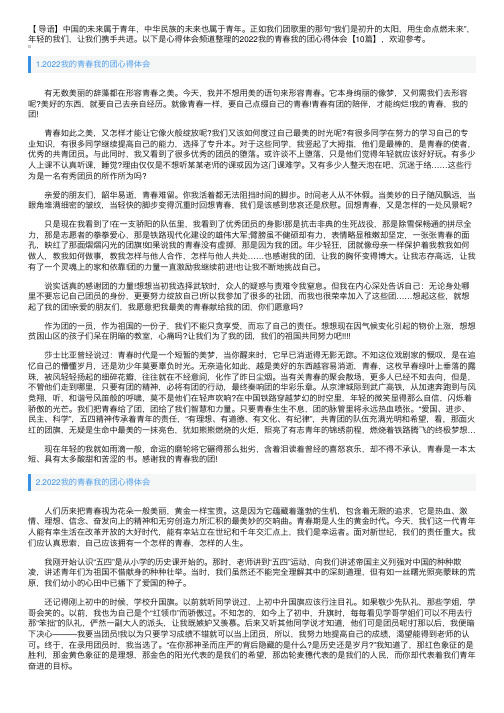 2022我的青春我的团心得体会【10篇】