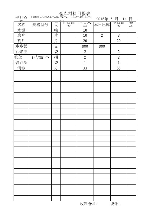 仓库日报表格式