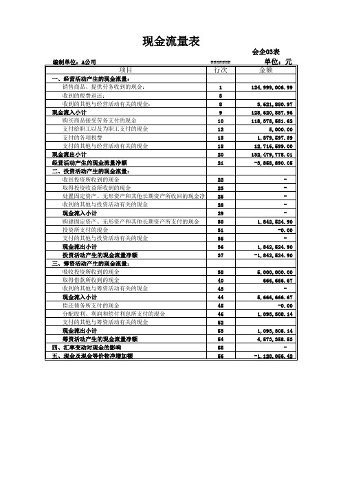 现金流量表模板