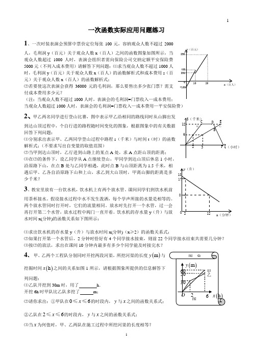 一次函数实际应用题选题(含答案)