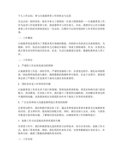 污染源普查个人工作总结怎么写