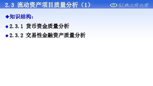 流动资产项目质量分析货币资金和交易性金融资产