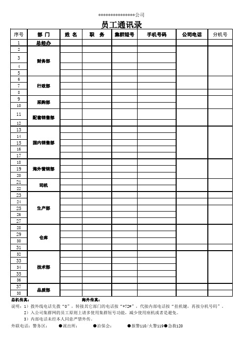 通讯录格式