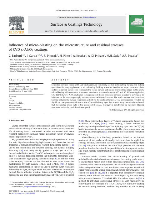 Influence of micro-blasting on the microstructure and residual stresses of CVD κ-Al2O3 coatings