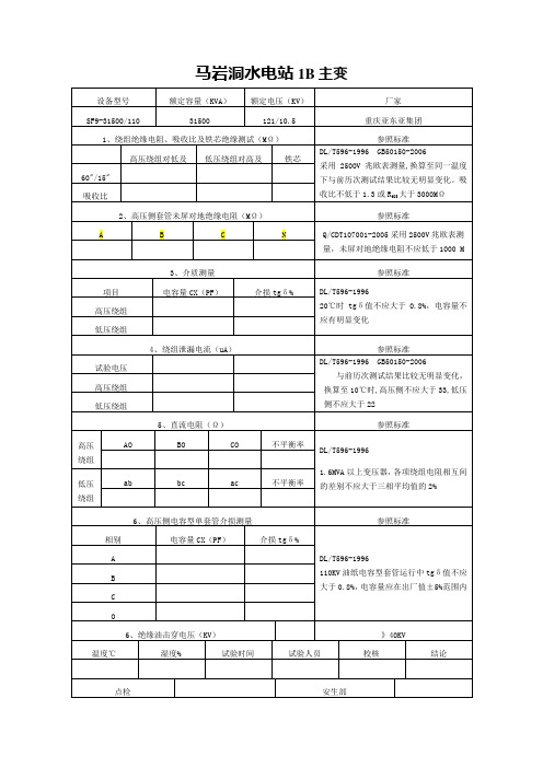 马岩洞高压试验表格