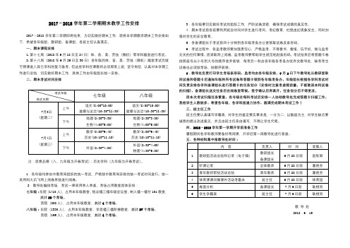 2017-2018学年第二学期期末教学工作安排【模板】