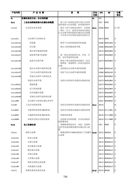 仪器仪表及文化、办公用机械-国家统计局统计上使用的产品分类目录