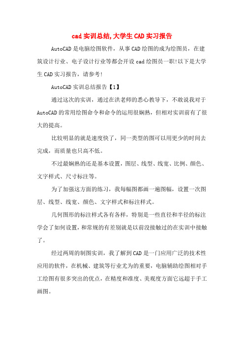 cad实训总结,大学生CAD实习报告