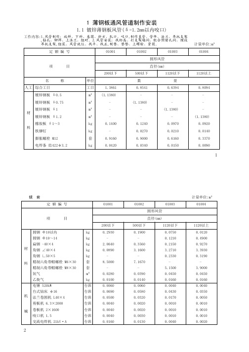 第九册 定额内容