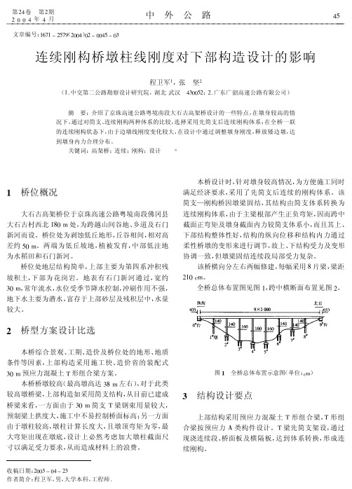 连续刚构桥墩柱线刚度对下部构造设计的影响