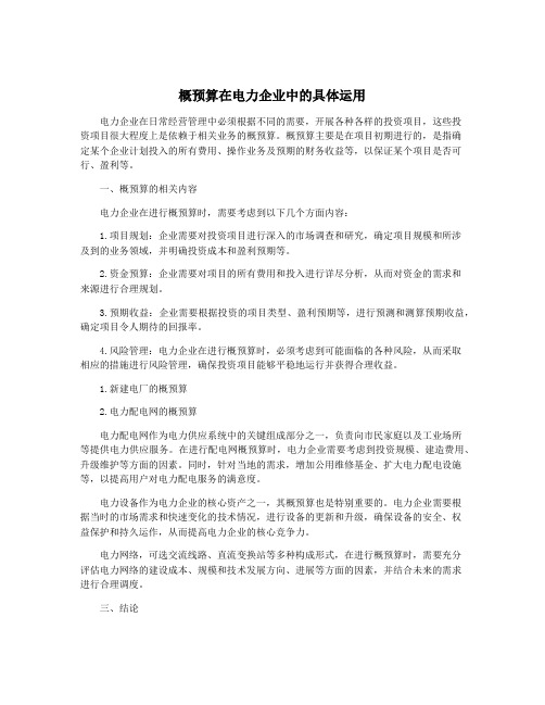 概预算在电力企业中的具体运用