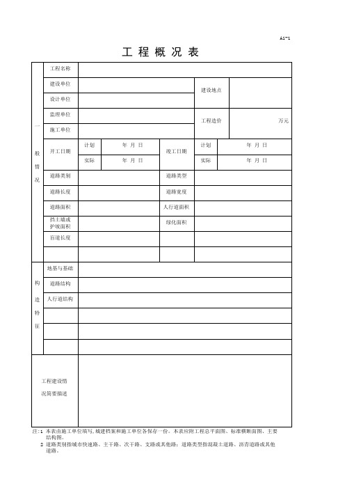 市政道路工程全套表格