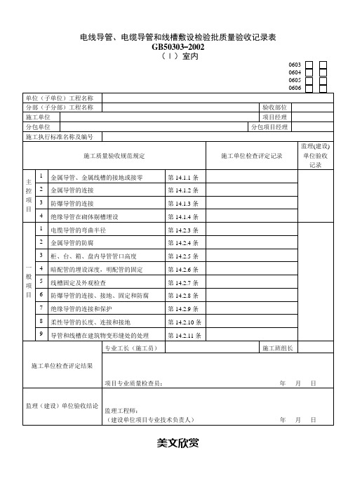 电线导管、电缆导管和线槽敷设检验批质量验收记录表 (2).doc