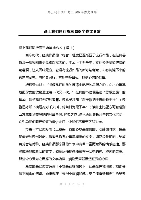 路上我们同行高三800字作文9篇