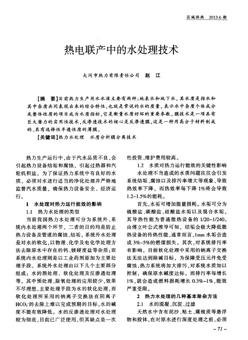热电联产中的水处理技术