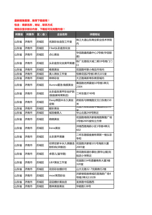 新版山东省济南市历城区彩妆企业公司商家户名录单联系方式地址大全22家